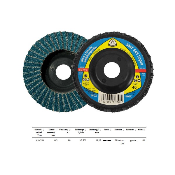 RESTPOSTEN SMT 645 Supra Schleifmopteller gerade 115x22,23 mm Korn 60 - Inhalt 9 Stk.