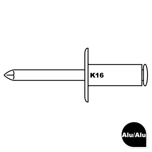 DIN 7337 Blindniet Grosskopf K16 Alu/Alu Flachkopf - B2B