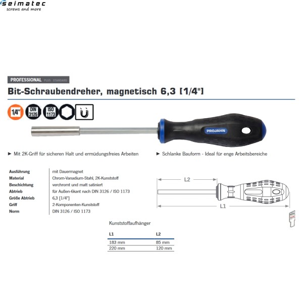 Bit-Schraubendreher magnetisch 1/4&quot; # 041900